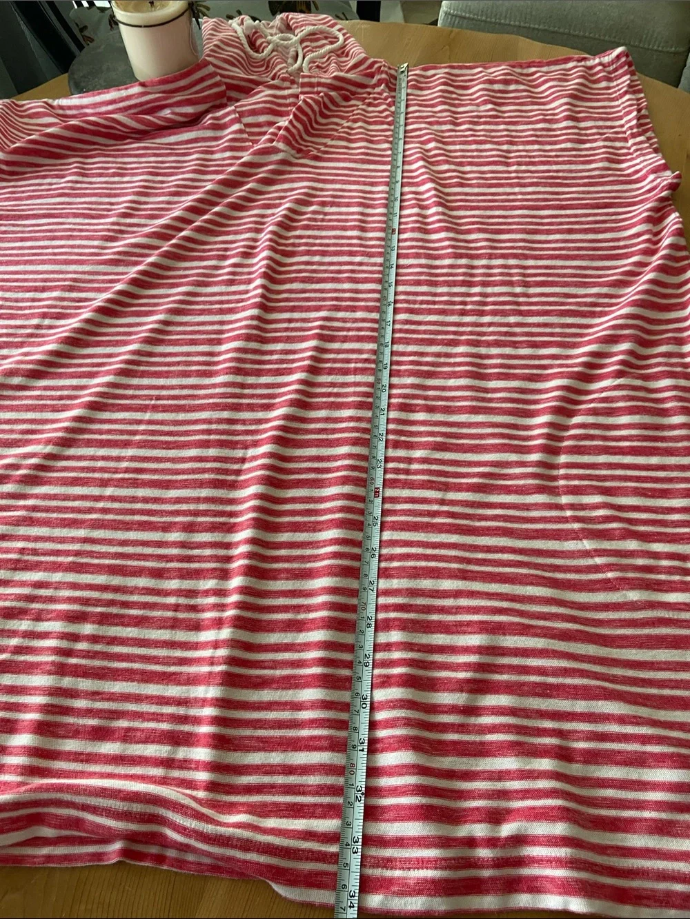 Hooded Pink & White Striped Beach Poncho